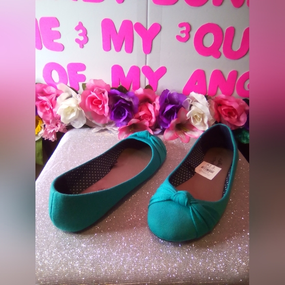 #207👉🏼Turquoise Flats With Bow Across The Top - Picture 5 of 5